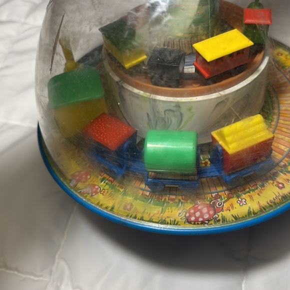 Vintage Large Toy Train Spinning Tin Peg-Top Karl Rohrseitz Zirndorf Germany - Picture 5 of 9